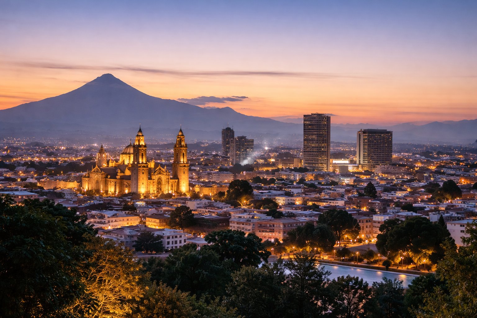 atardecer en puebla popocatepetl